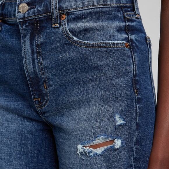 GAP High Rise Low Stretch 4" jean shorts jorts distressed raw hem 35/20R NWTs - Picture 4 of 8